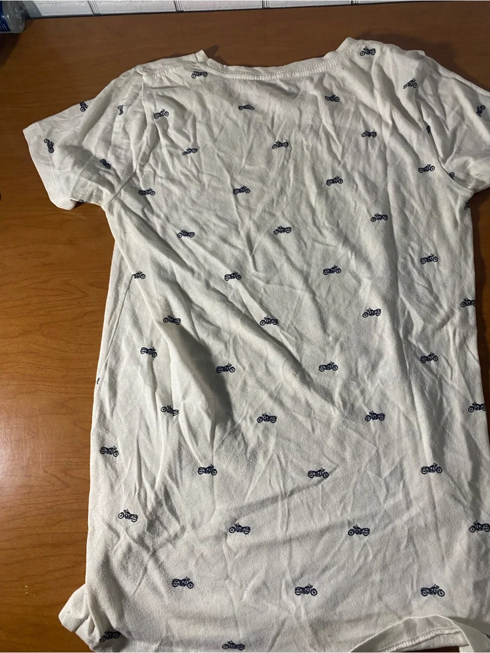 J. Crew White Short-Sleeve Tee with Navy Motorcycle Print